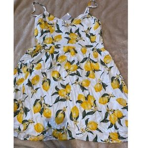 h&m white lemon mini dress